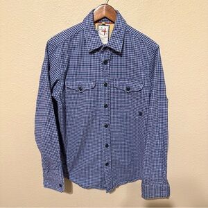 Relwen Men’s Blue Plaid Flannel Button Up Shirt